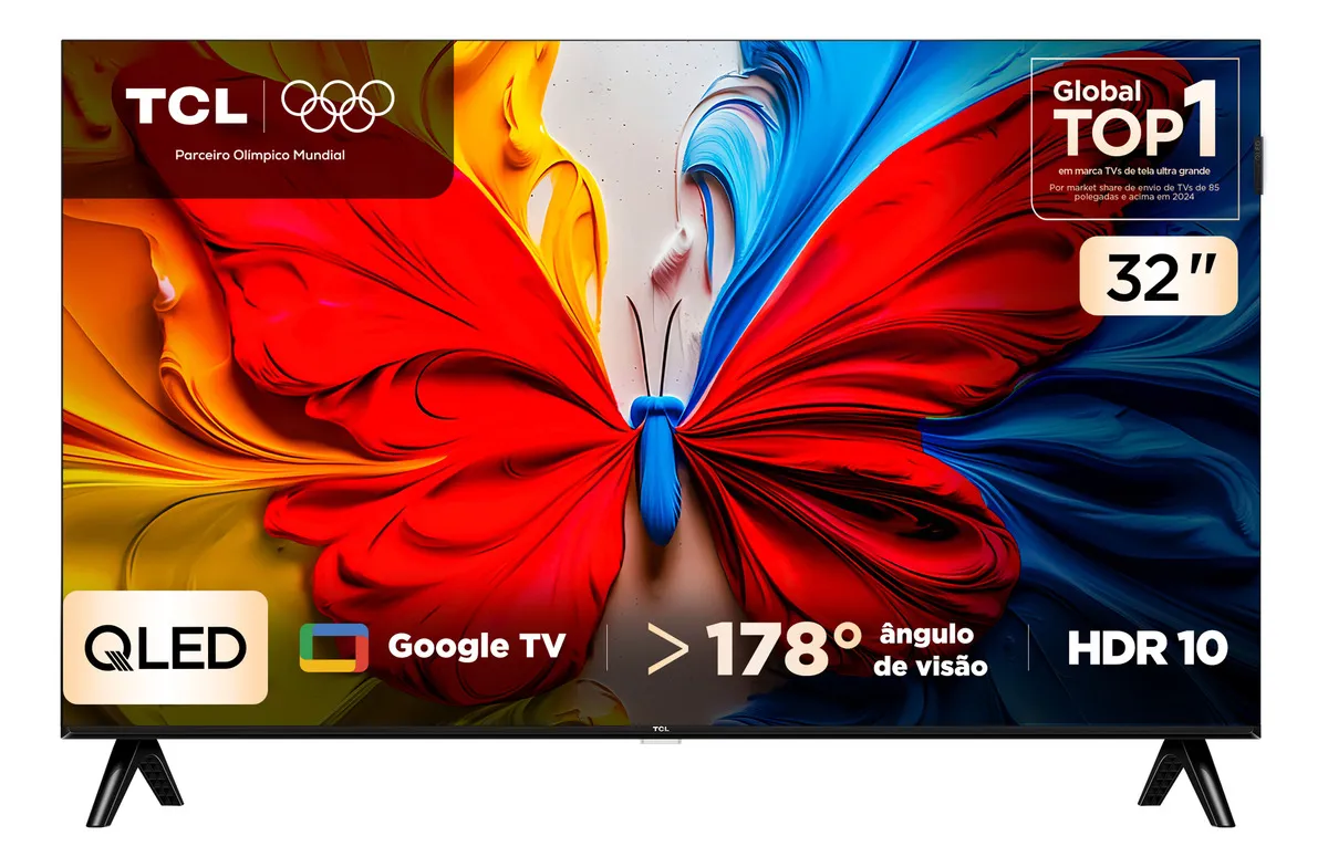 Smart TV TCL 32 Polegadas HD QLED S5K WiFi Bluetooth Google TV 2 HDMI HDR10