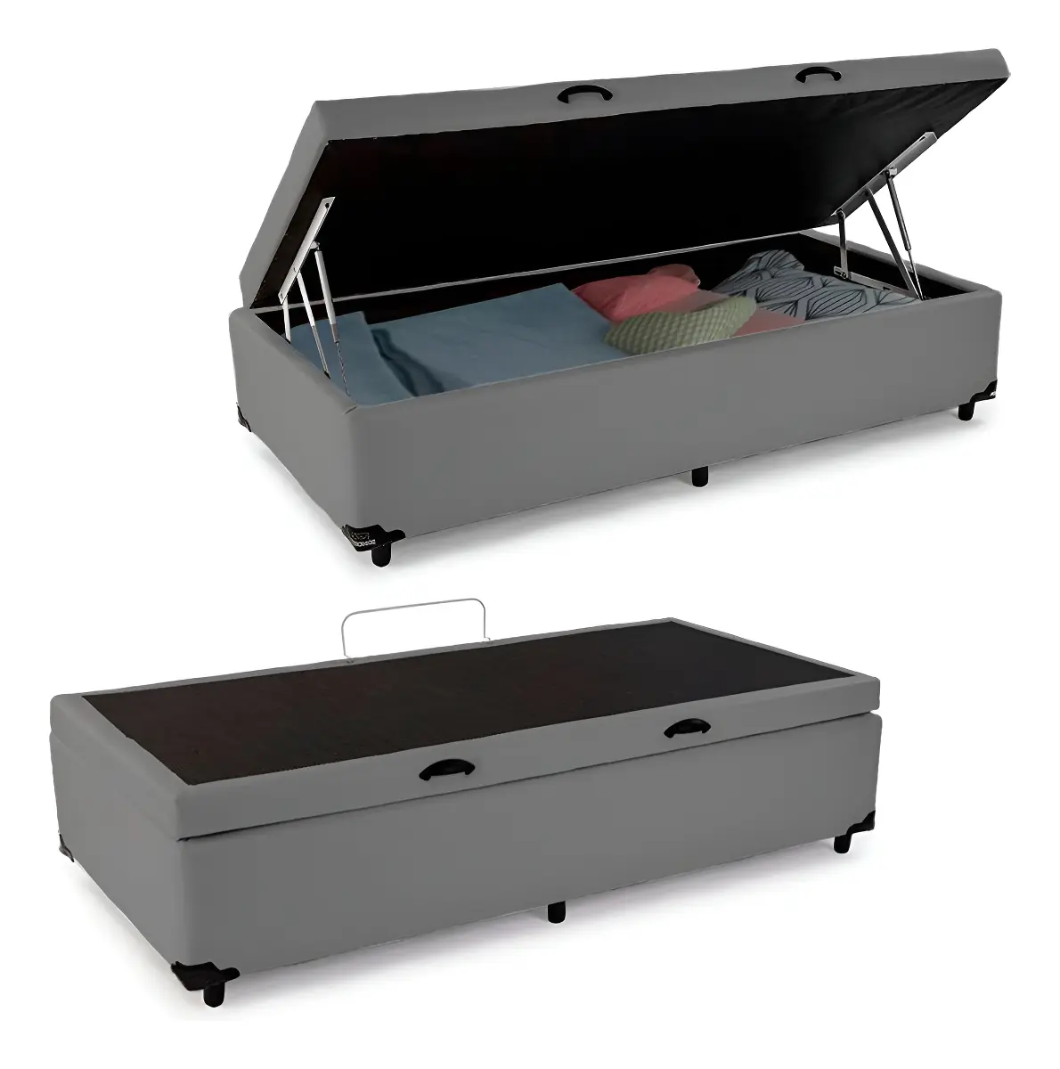 Cama Box Baú Solteiro Sintético Sereneprime Cinza 88x188x44