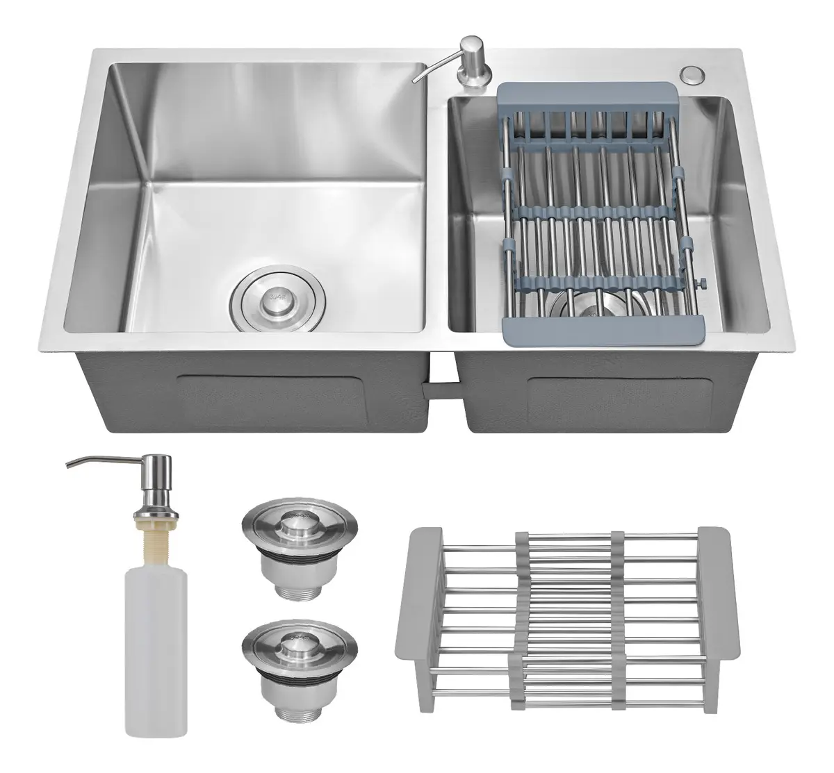 Cuba Cozinha Gourmet Pia Dupla Aço Inox 304 Quadrada Cor Prateado