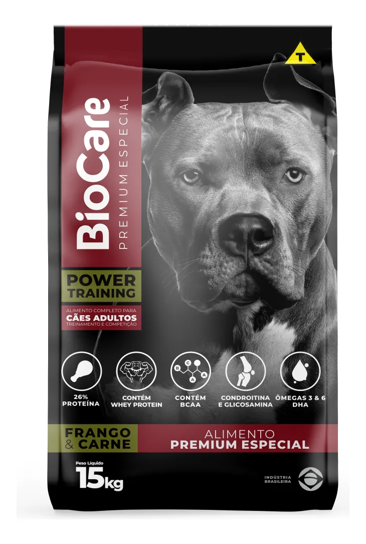 Ração Biocare Power Training Adulto 15kg 26% Proteína