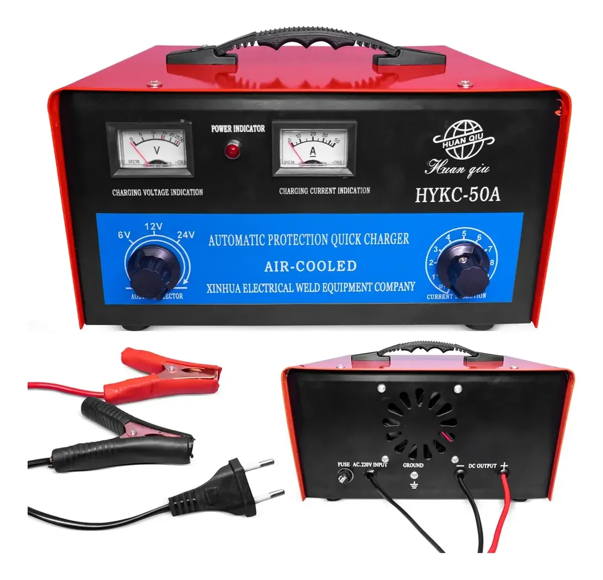 Carregador De Bateria 6v 12v 24v 50a Com Ajuste De Corrent