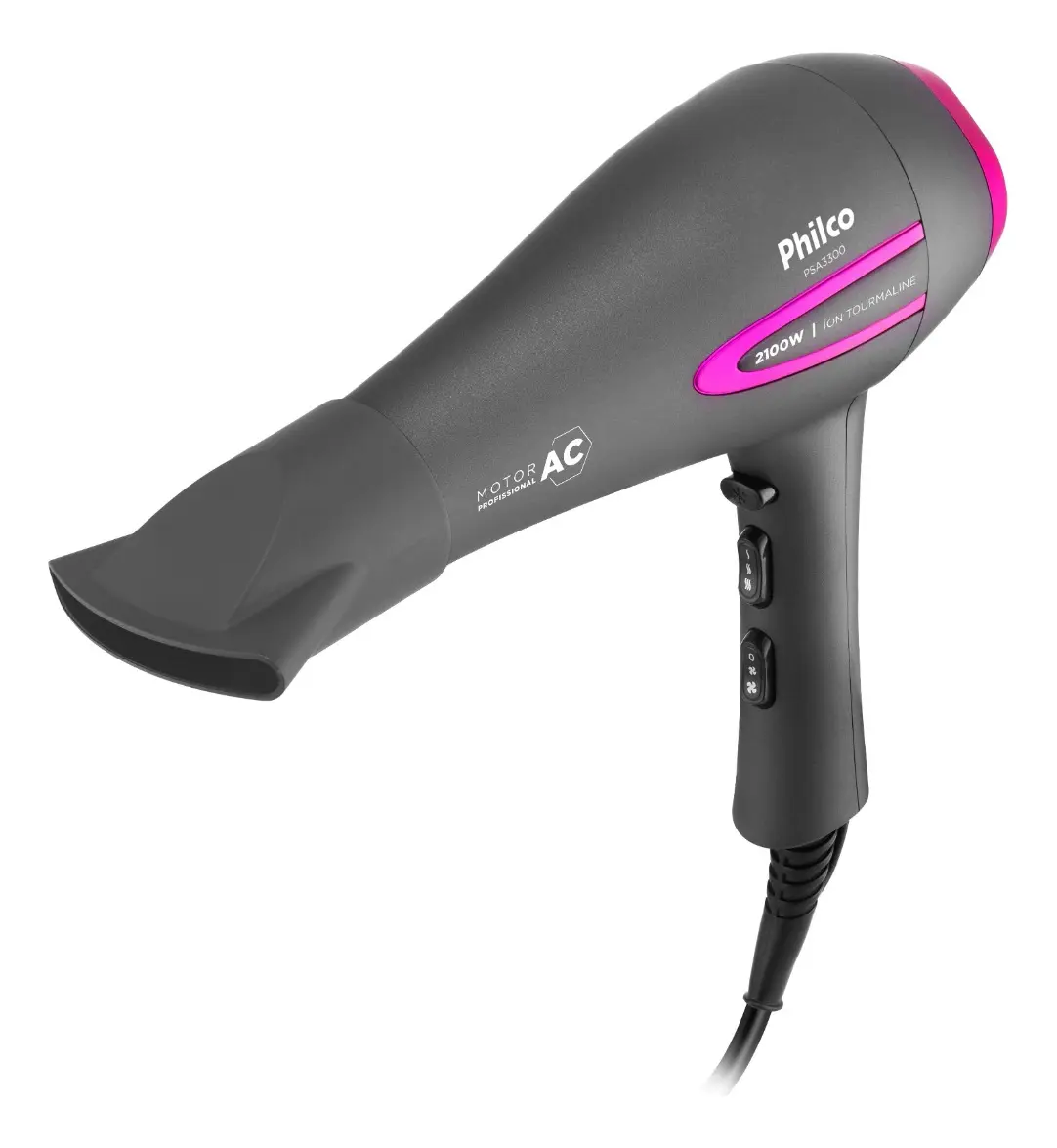 Secador De Cabelos Philco Psa3300 Íons Tourmaline 2100w Cor Cinza
