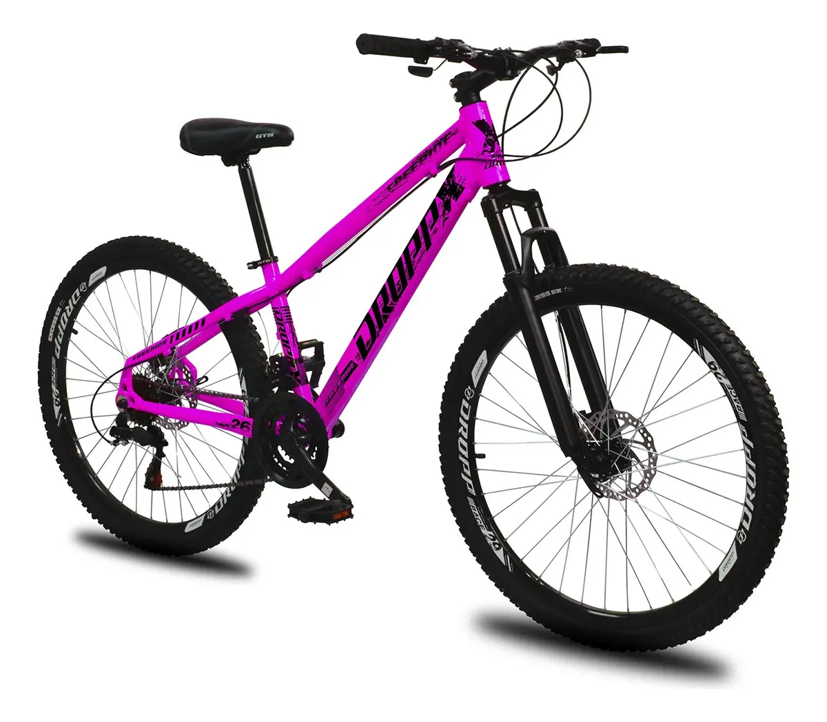 Bicicleta Aro 26 Dropp Freeride 21 Vel Freio A Disco Vikingx Cor Rosa E Preto Tamanho Do Quadro 13.5