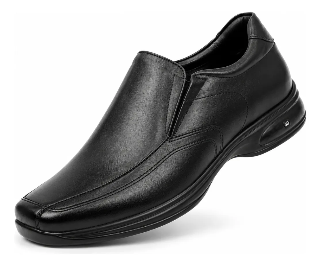Jota Pe Sapato Social Masculino Couro Preto 3d Vision