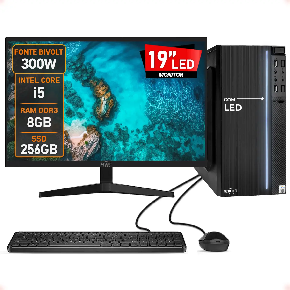Pc Completo Intel I5 8gb Ssd 256gb Monitor 19 Led 300w L2f