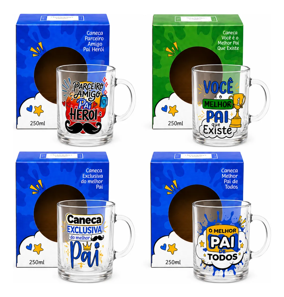 Canecas Kit 48  De Vidro Datas Especiais 320ml Na Caixa