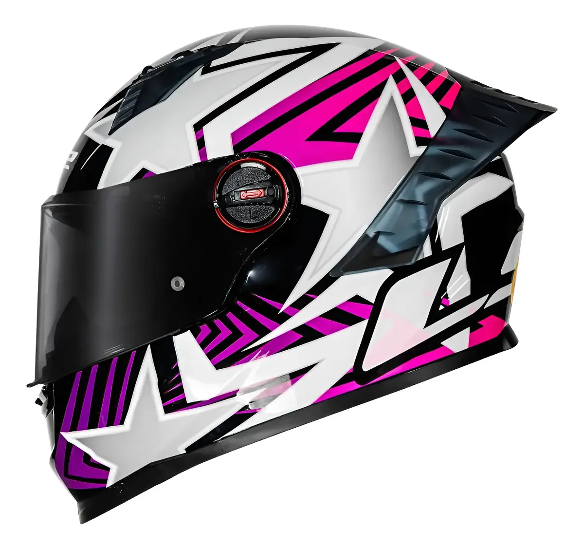 Capacete Fechado Ls2 Ff358 Pro Estellar Preto Roxo Rosa