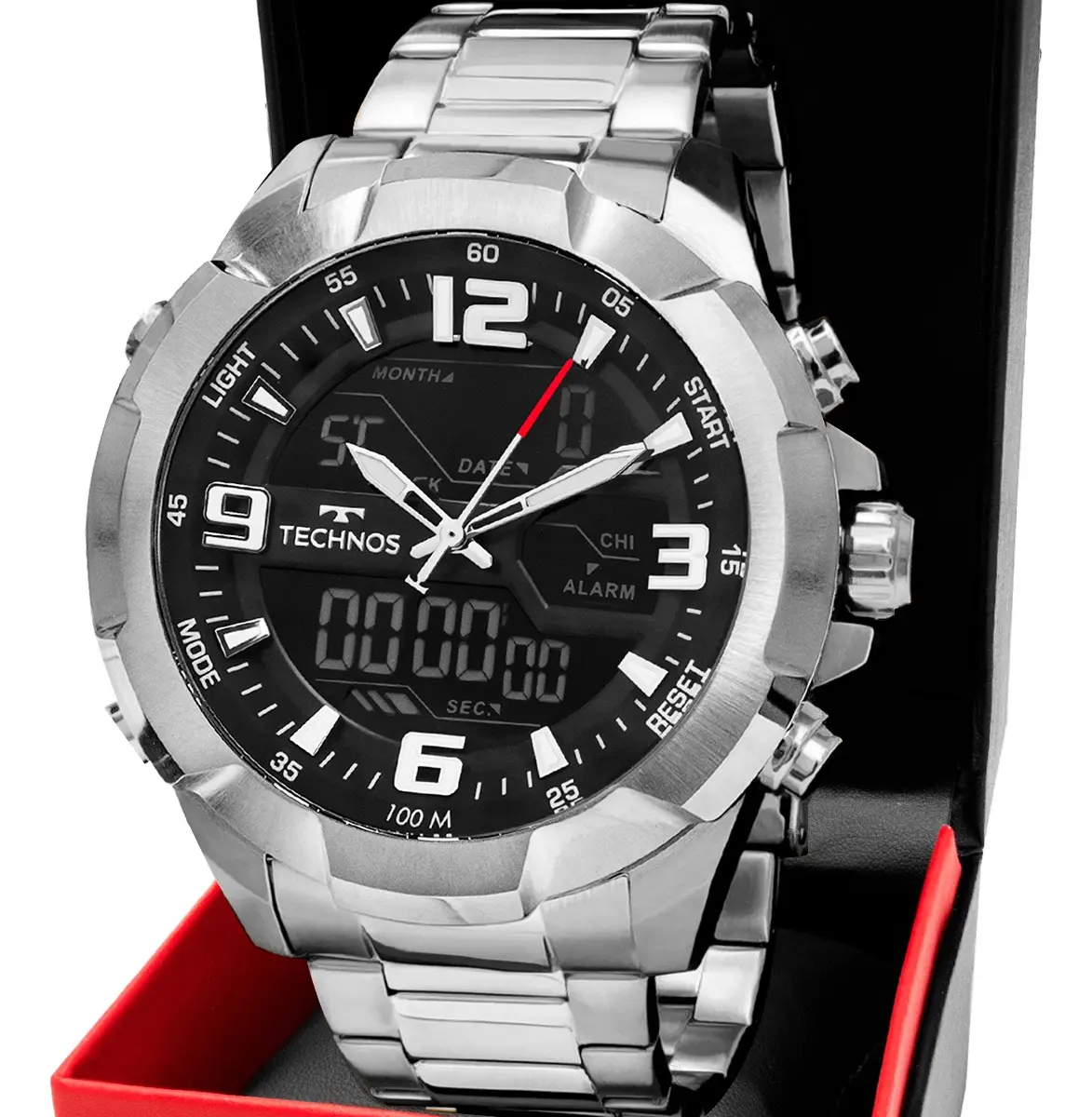 Relógio Technos Masculino Digitech Prata