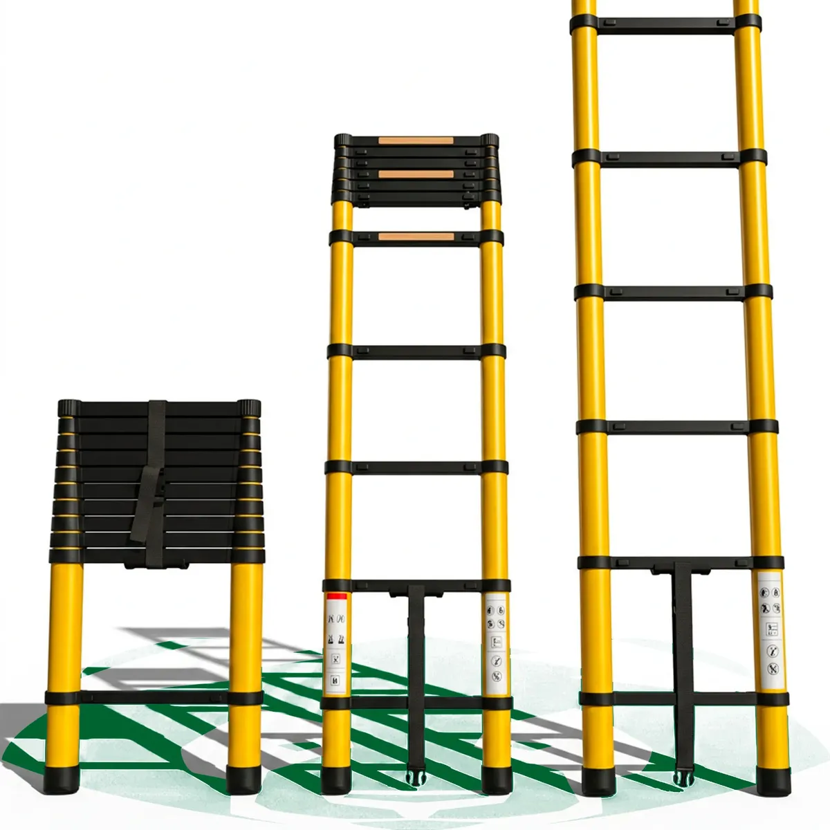 Escada Telescópica de Alumínio 3,20m 12 Degraus Retrátil Extensível Multifuncional Portátil Compacta até 150kg Several Importados Escada de Mão para Casa Obra Reforma Pintura Limpeza Manutenção