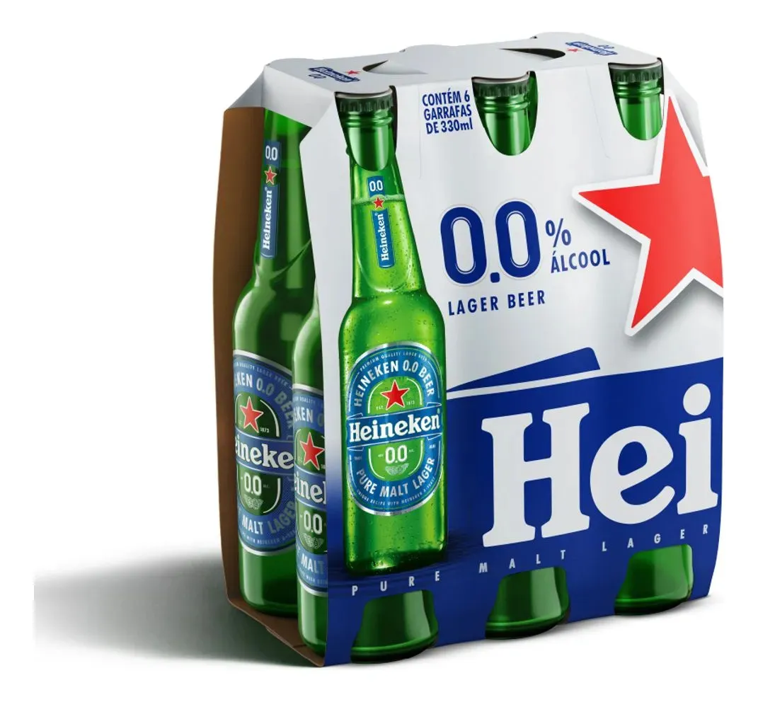 Cerveja Heineken Premium Zero Alcool 330ml Long Neck 6 unidades