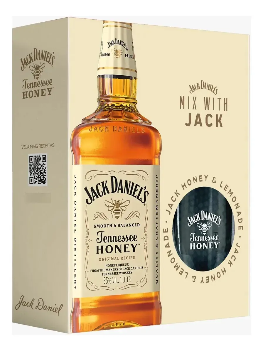 Whisky Jack Daniels Honey 1000ml Com 01 Copo De Vidro
