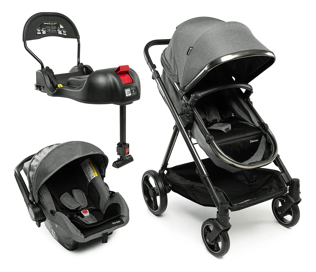 Travel System Safety 1st, Discover Trio, com Isofix, 0 a 15kg, Grey Chrome