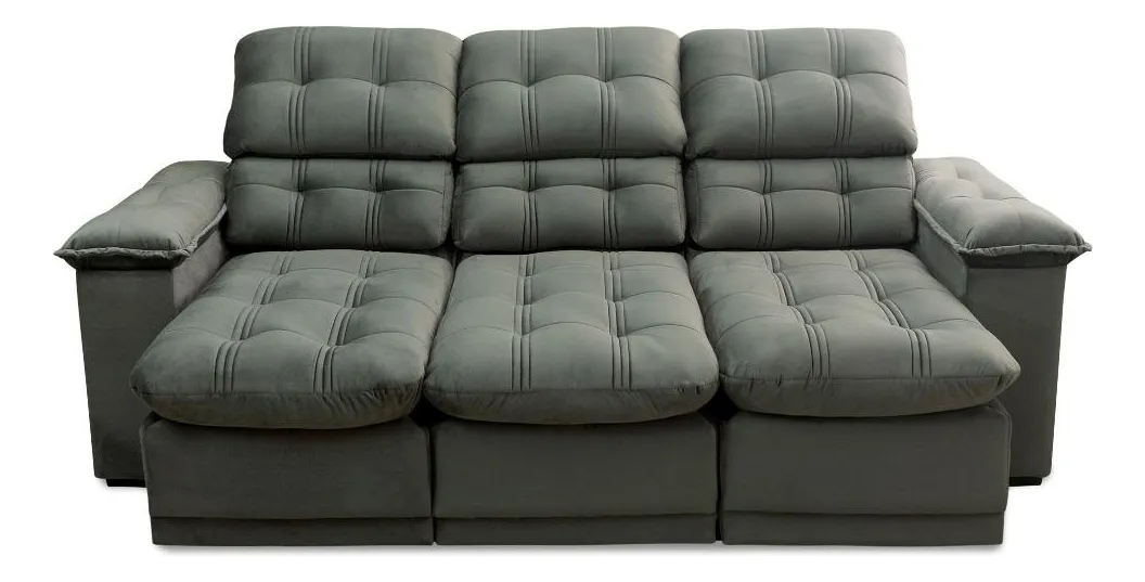 Sofá Retrátil Reclinável Atenas 2,30m Suede Velut Cinza